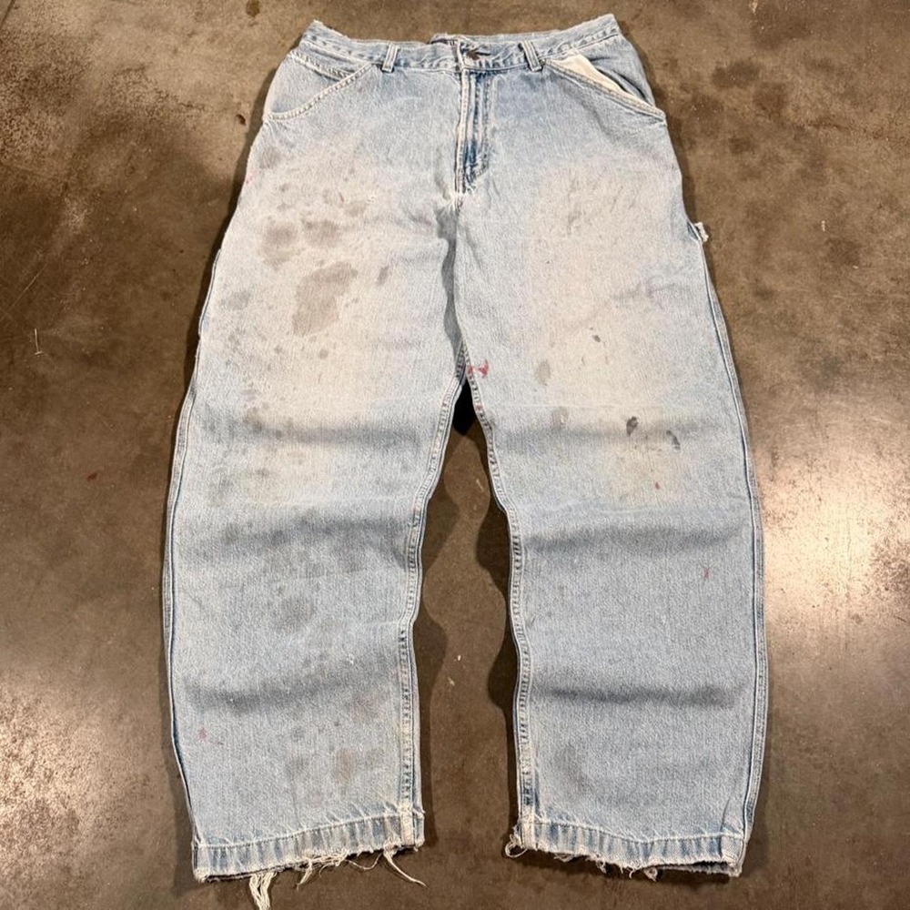 Vintage Structure Baggy Skate Jeans Mens 30x29 Light Wash Carpenter 90s Thrashed